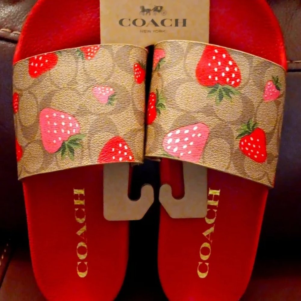 COACH | Uli Sport Slide In Signature Canvas With Wild Strawberry Print - CI122